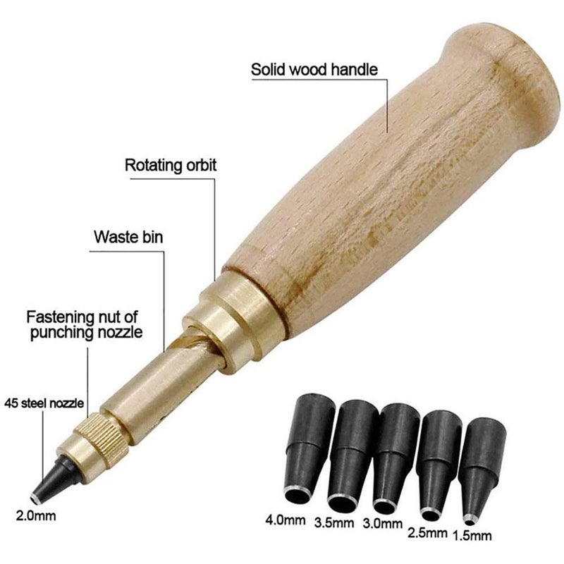 Teng Lang Adjustable Screw Hole Punch Leather Bookbinding Tool,Paper Punch,Craft Punches,6 Tips 1.5m 2mm 2.5mm 3mm 3.5m 4mm - Image 3